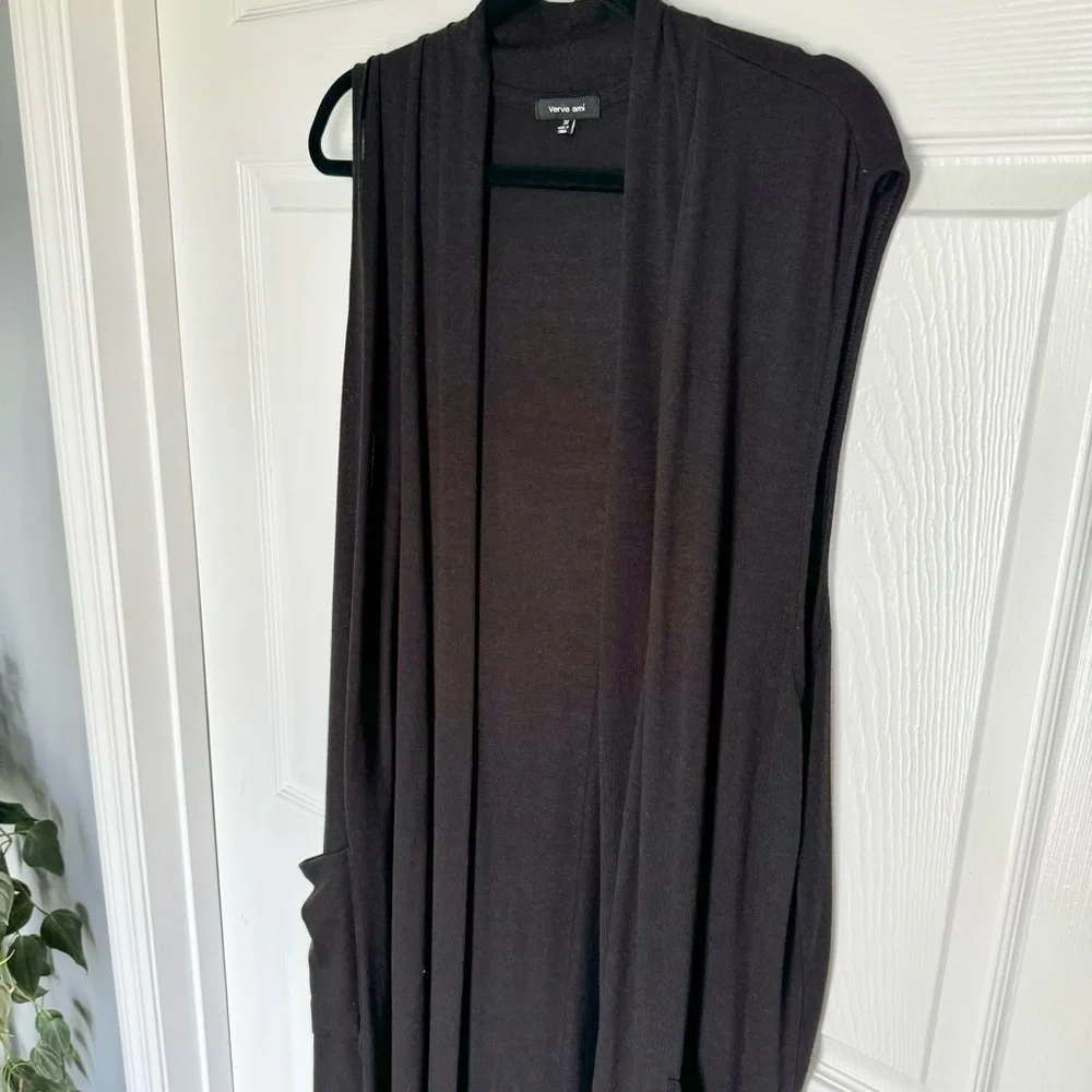 Verve Ami Sleeveless Long Open Cardigan, Black, SIZE 3X, NWT - Picture 7 of 8